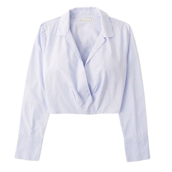 Abercrombie & Fitch Tops - Abercrombie & Fitch Long-Sleeve Poplin Wrap Top sz. M